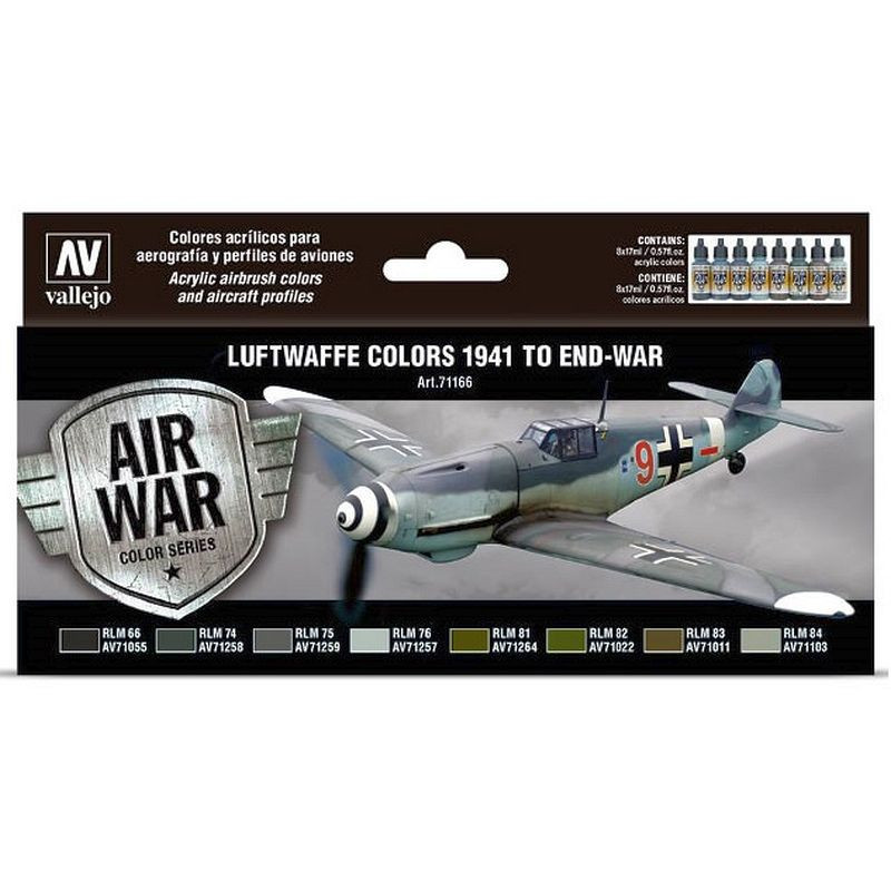Vallejo Model Air Luftwaffe Colors 1941 To End-War Pain Set 71.166