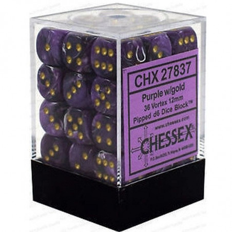 Zestaw 36 Kości K6 12mm Chessex Signature Vortex Fioletowe