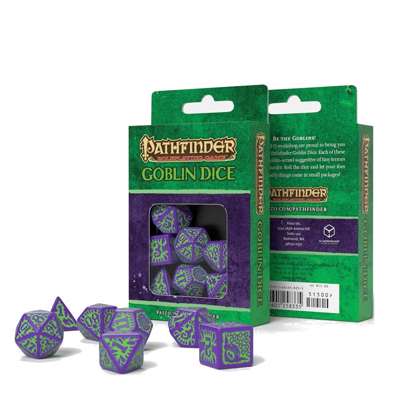 Kości RPG Q-Workshop Pathfinder Goblin fioletowo-zielone