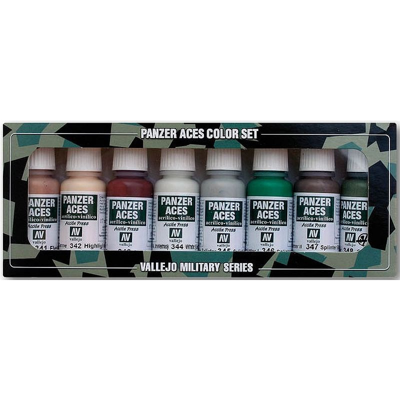 Vallejo Panzer Aces Set Skin Tones, White, Splinter Camouflage 70.129