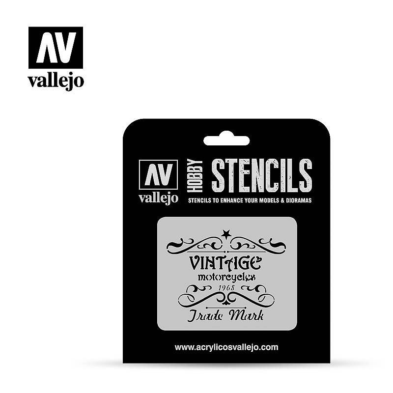 Vallejo Hobby Stencils Vintage Motorcycles Sign ST-LET005