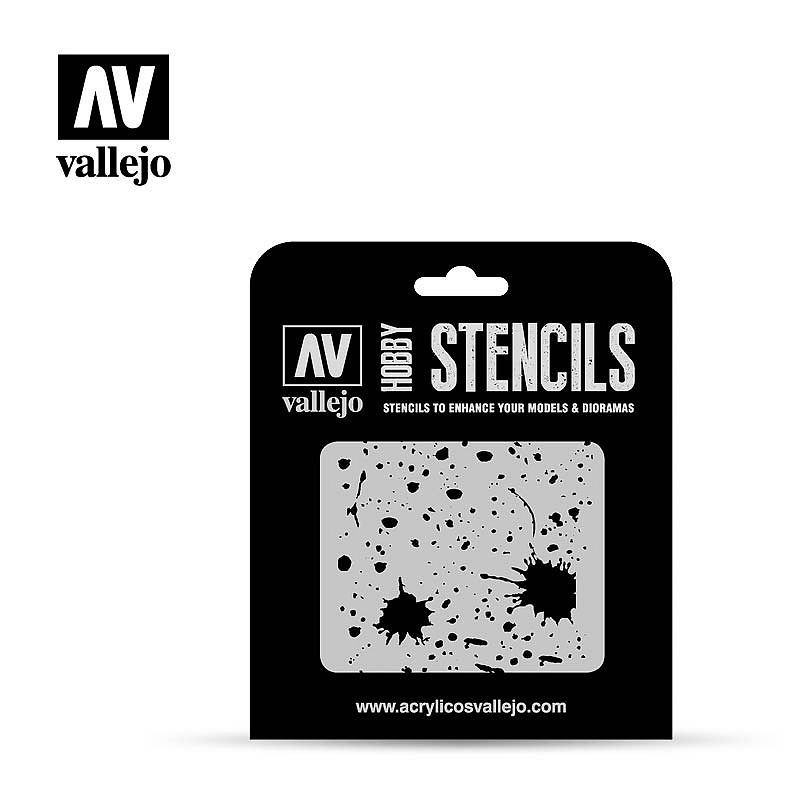 Vallejo Hobby Stencils Splash & Stains ST-TX003