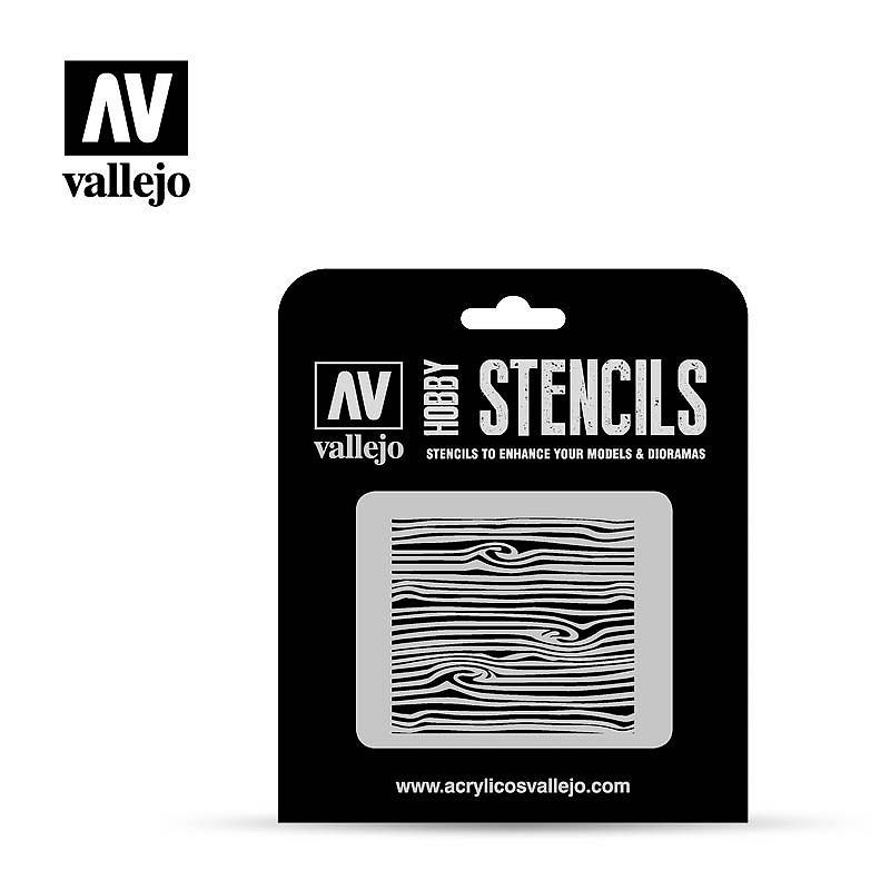 Vallejo Hobby Stencils Wood Texture No2 ST-TX007