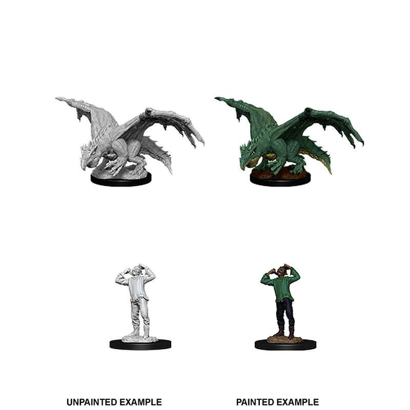 D&D Nolzur's Marvelous Miniatures Green Dragon Wyrmling and Afflicted Elf