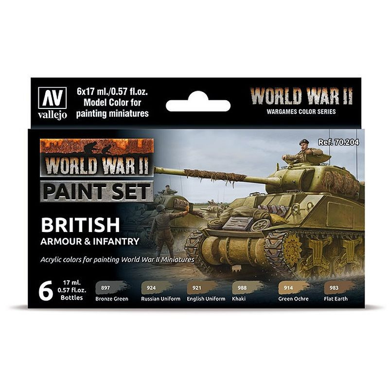 Vallejo Model Color Set WWII British Armour & Infantry 70.204