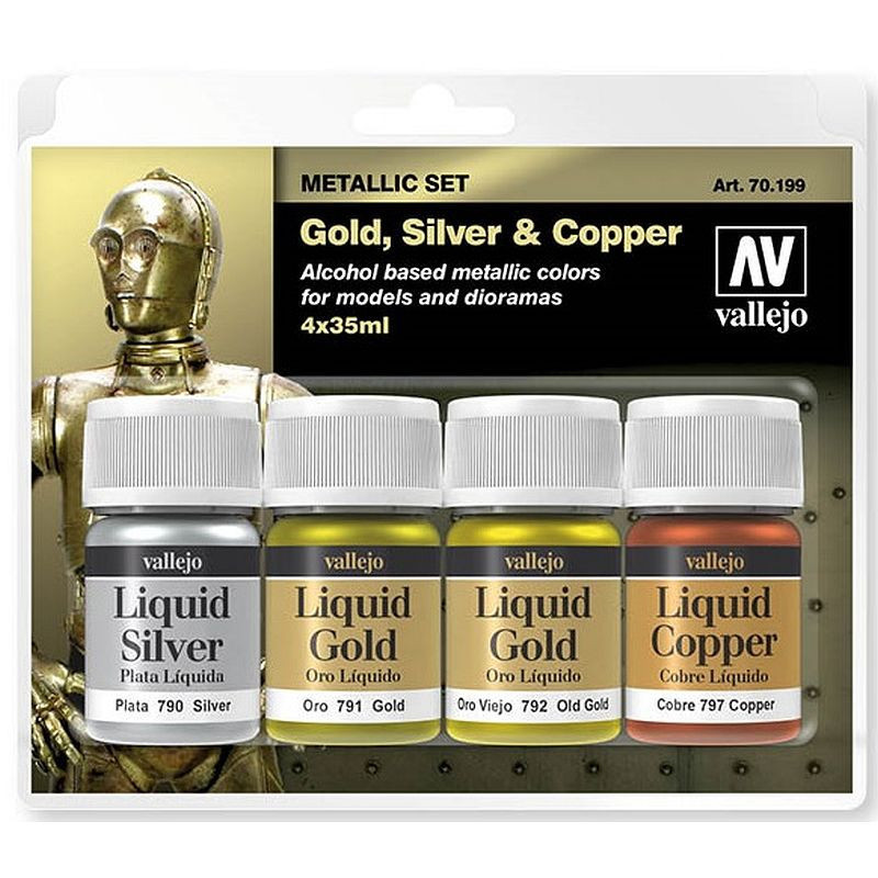 Vallejo Metallic Set Gold, Silver and Copper 70.199