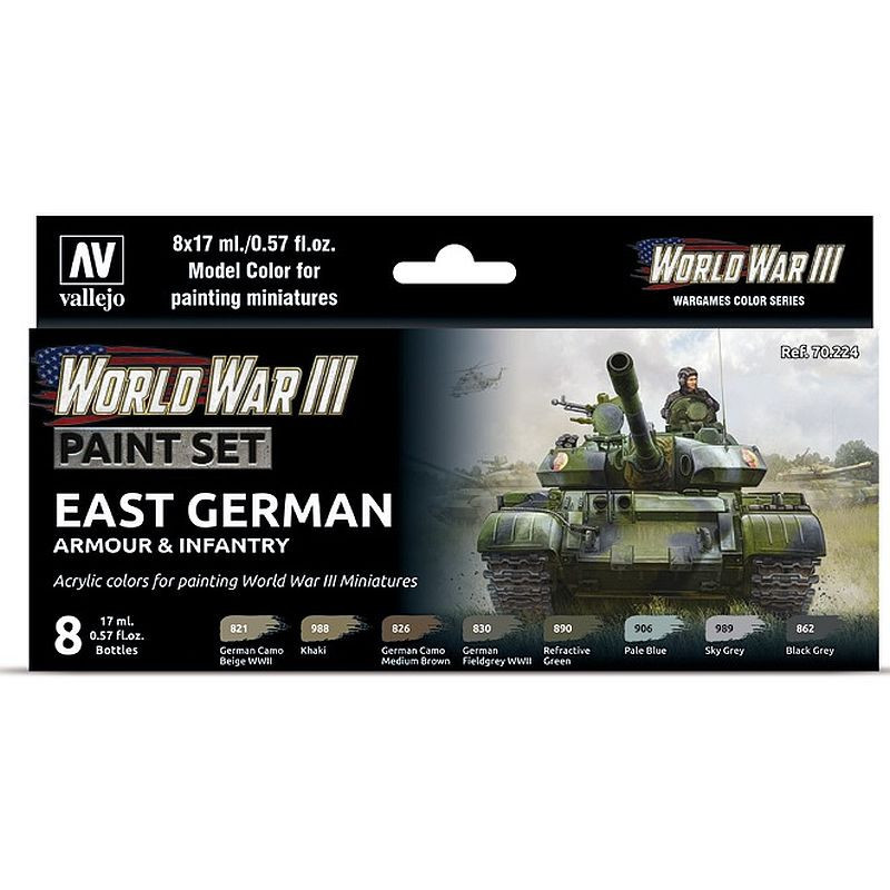 Vallejo Model Color Set WWIII East German Armour and Infantry 70.224
